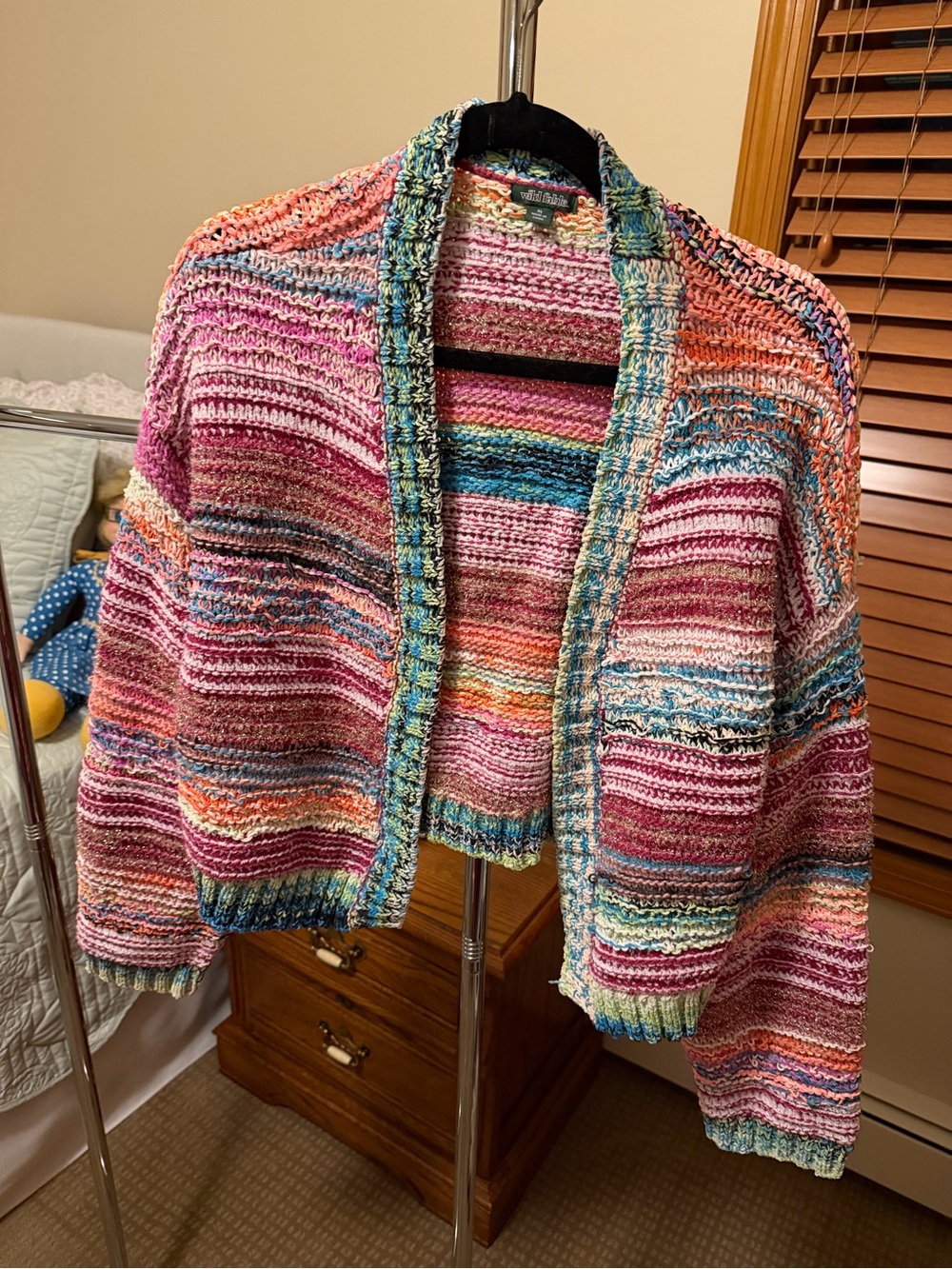 wild fable Multicolor Pink Blue Cream Knit Cardigan